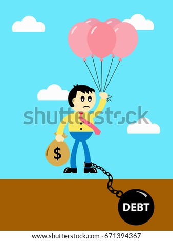 business illustration, finance illustration, trapped in debt for borrowing money, can not escape from trapped debt