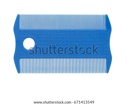 Isolated blue fine tooth comb.