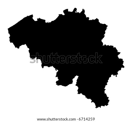 Detailed map of Belgium, black and white. Mercator Projection.