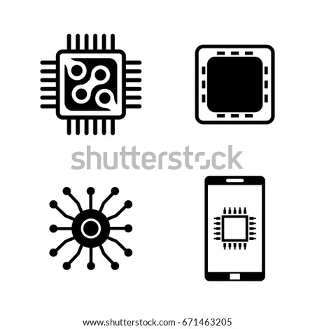 Electronics. Simple Related Vector Icons Set for Video, Mobile Apps, Web Sites, Print Projects and Your Design. Black Flat Illustration on White Background.