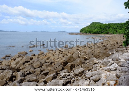 Big rocks on the beach in Chumphon, Thailand.
