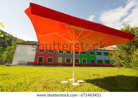 red canopy umbrella outdoor