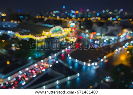 Abstract blurred of night business city view Thailand