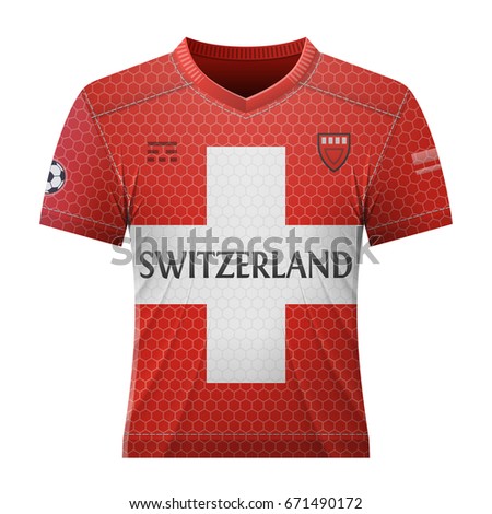 Soccer shirt in colors of swiss flag. National jersey for football team of Switzerland