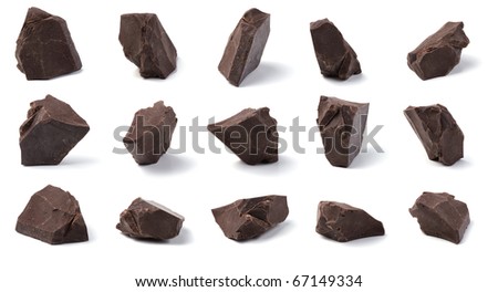 Dark Chocolate Chunks collection isolated on a white background Royalty-Free Stock Photo #67149334
