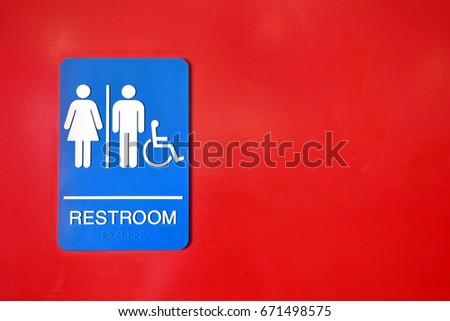 Red and Blue Bathroom Sign