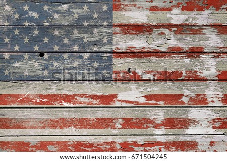 Usa flag on old wood