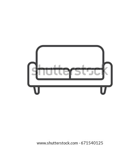 Retro sofa line icon. Living room furniture. Royalty-Free Stock Photo #671540125