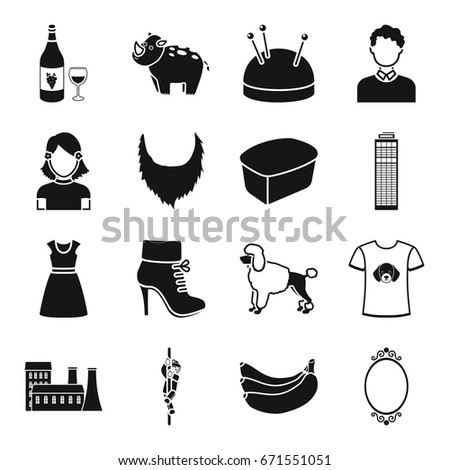 animal, atelier, skyscraper and other web icon in black style. architecture, clothing, domestic icons in set collection.