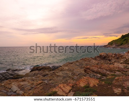 Golden Time Sunset and Beautiful Sky on the Sea