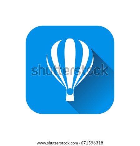 Air balloon flat blue icon vector illustration