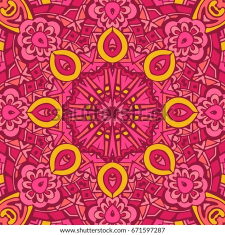 Festive Colorful Tribal ethnic seamless vector pattern ornamental. Geometric print. Folk floral mandala
