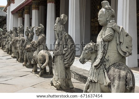 Chinese stone doll of Arun temple Bangkok, Thailand