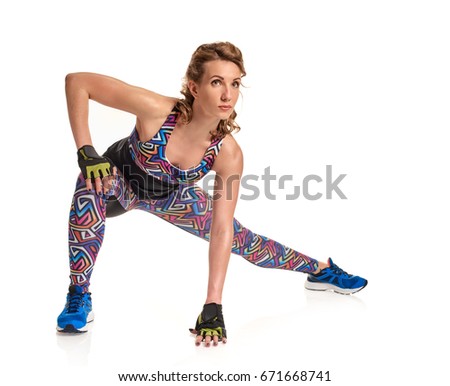 Doing stretching exercise