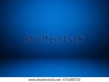 Empty blue studio room, used as background for display your products - Vector Royalty-Free Stock Photo #671680723