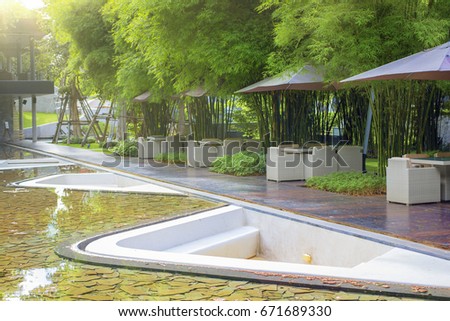 Landscape of Relaxing seats with bamboo tree