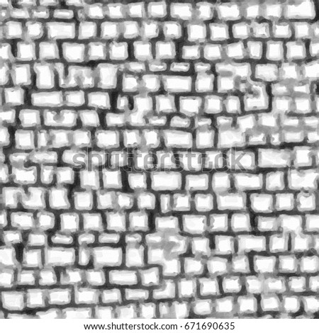 Abstract grunge background oil paint black and white. The texture of the brushstrokes. Abstract background with paint in the form of brickwork, paving slabs and other shapes