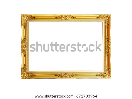 Gold picture frame isolated on white background., This has clipping path.