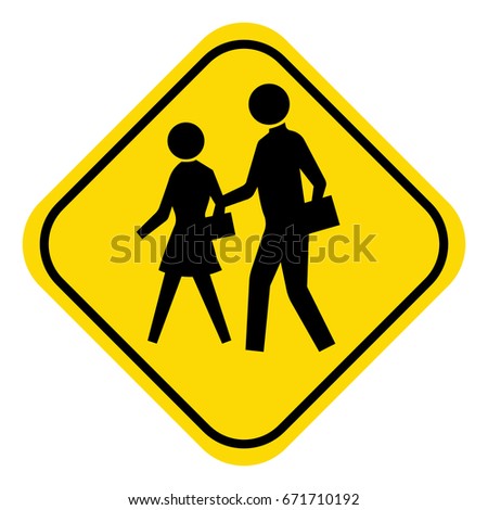 School warning sign,students crossing sign