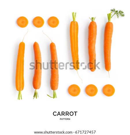 Seamless pattern with carrot. Vegetables abstract background. Carrot on the white background. Royalty-Free Stock Photo #671727457