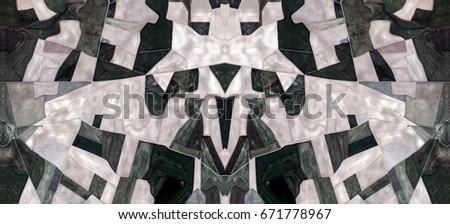 Structures green, black and white,Tribute to Dalí, abstract symmetrical photograph of Spain fields from the air ,artistic representation of human labor camps, aerial view,abstract expressionism,mirror