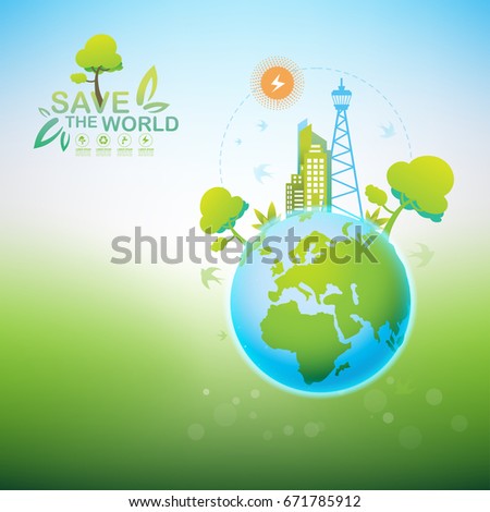 Save the World vector Ecology concept