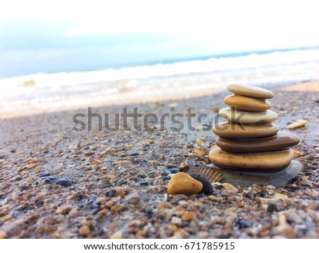 The photo of stones in the beach
