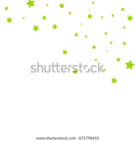 Star Falling Confetti Print. Vector Background for Birthday Party Celebration. Green Stars in White Background.
