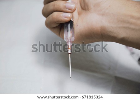 Syringes, narcotics,
Injection in the arm