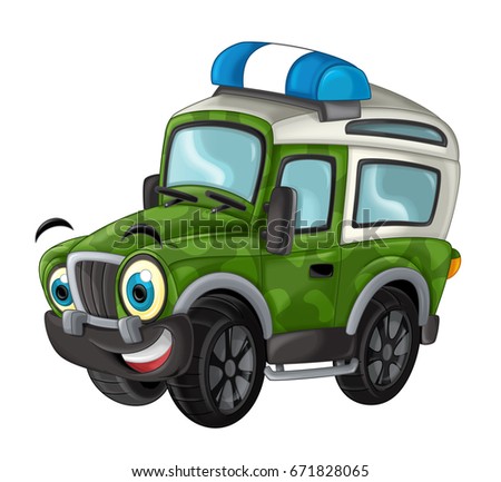 cartoon happy and funny off road military truck / smiling vehicle 