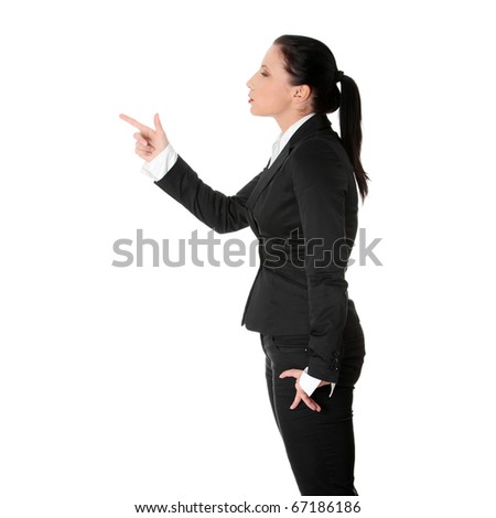 Mad business woman portrait isolated over a white background
