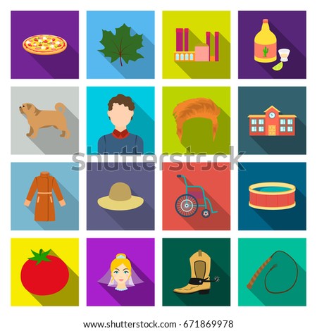 recreation, celebration, business and other web icon in flat style.medicine, textiles, nature icons in set collection.