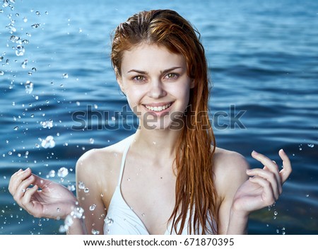 Woman on the sea, vacation                               