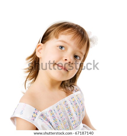 Four years old girl portrait isolated on white