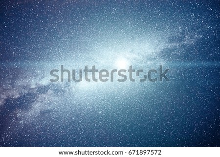 Vibrant night sky with stars and nebula and galaxy. Deep sky astrophoto.