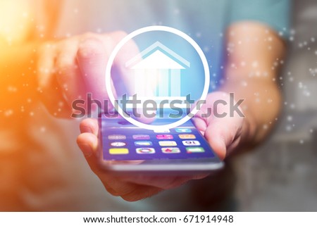 View of a Justice icon going out a smartphone interface - technology concept