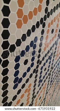 KL, Malaysia, July 2017, connection of different colour of hexagon pattern to produce rhombus and suitable for background, mobile photo