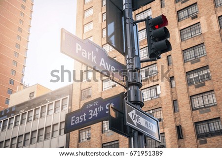 Street signs in Manhattan, New York City