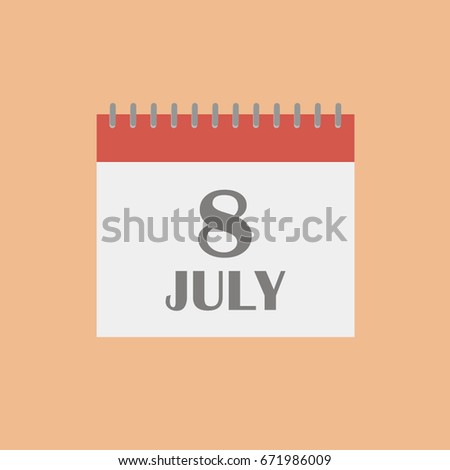 July 8.Calendar icon.