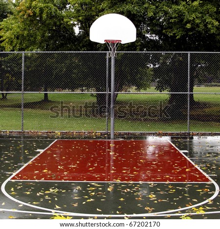 Deserted outdoor playground basketball court