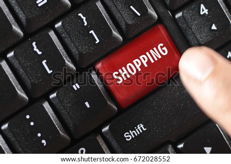 SHOPPING word on red keyboard button