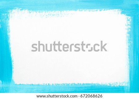 blue color border painted on white paper