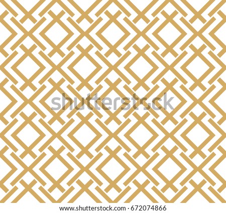 Abstract geometric pattern with stripes, lines. A seamless vector background. Gold and white texture. Royalty-Free Stock Photo #672074866
