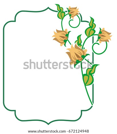 Decorative frame with abstract flowers. Vector clip art.
