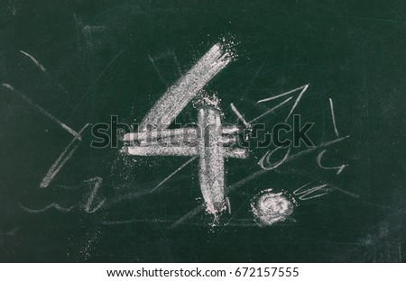 Number four on chalkboard, blackboard texture
