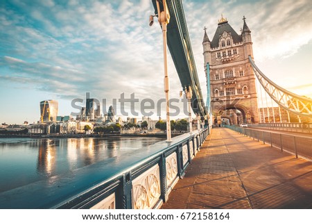 Spectacular Tower Bridge in London at sunrise