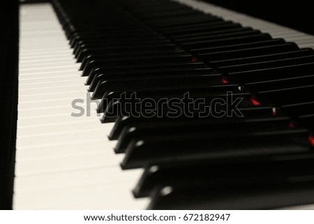 Blurred piano keys. Close up