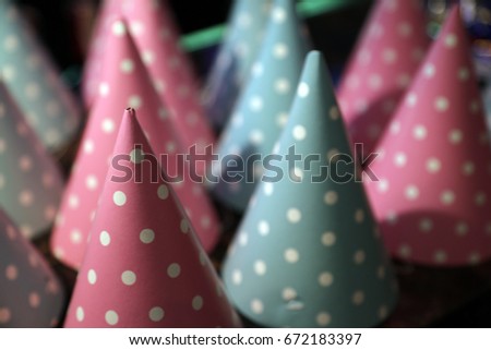 Blurred party hats. Close up