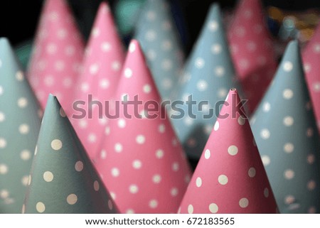 Party hats with patterns. Close up