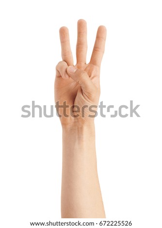 Three fingers on a white background